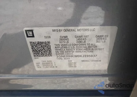 2019 Chevrolet Traverse 3Lt from USA, damaged, VIN 1GNERHKW0KJ195937